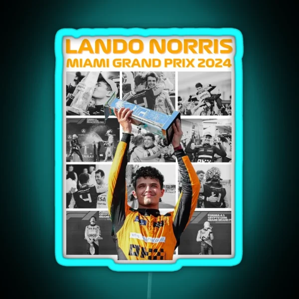 Lando Norris Formula 1 Mclaren Miami GP Win RGB Neon Sign