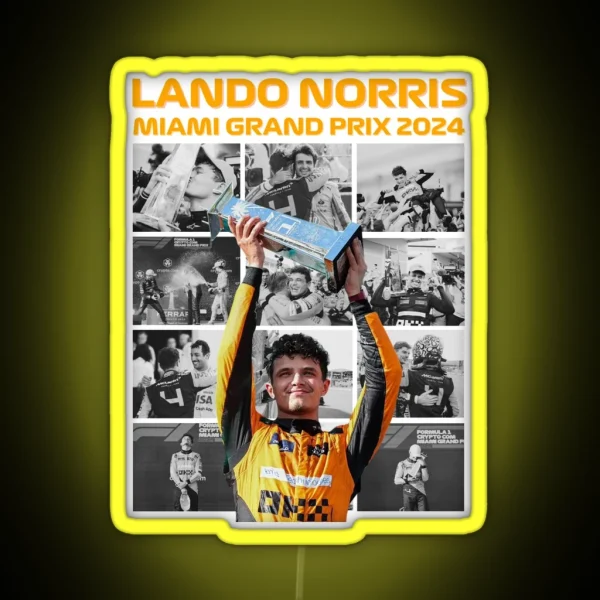 Lando Norris Formula 1 Mclaren Miami GP Win RGB Neon Sign