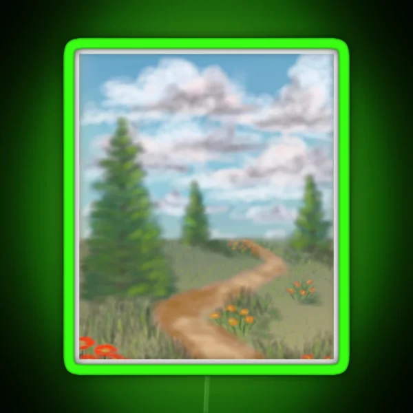 Landscape With Fir Trees RGB Neon Sign