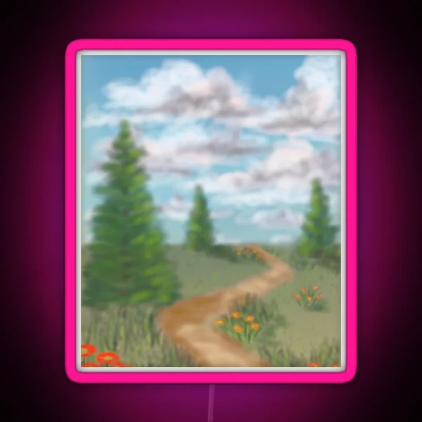 Landscape With Fir Trees RGB Neon Sign