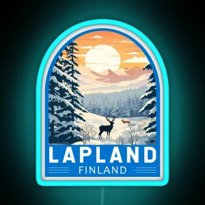 Lapland Finland Travel Art Emblem RGB Neon Sign