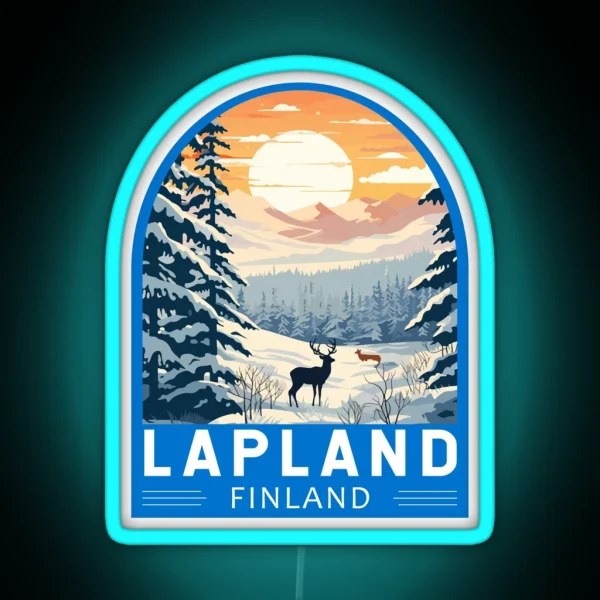 Lapland Finland Travel Art Emblem RGB Neon Sign