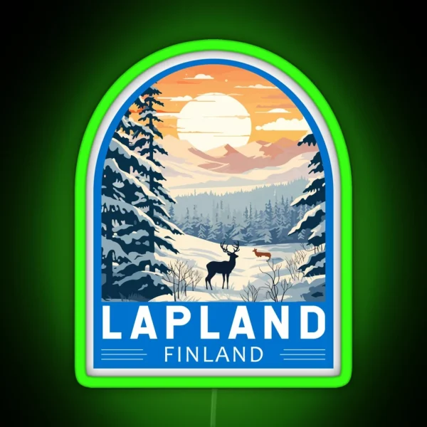 Lapland Finland Travel Art Emblem RGB Neon Sign