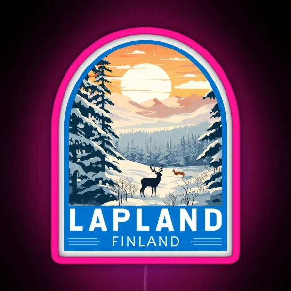 Lapland Finland Travel Art Emblem RGB Neon Sign