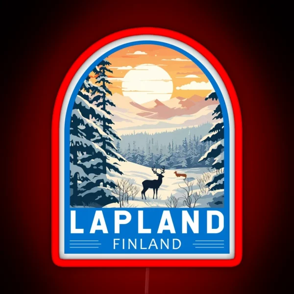 Lapland Finland Travel Art Emblem RGB Neon Sign