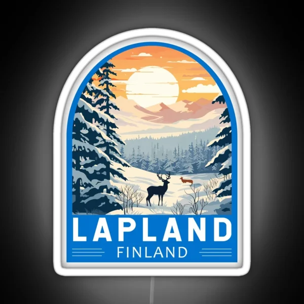 Lapland Finland Travel Art Emblem RGB Neon Sign