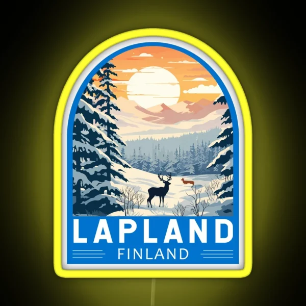 Lapland Finland Travel Art Emblem RGB Neon Sign