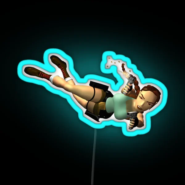 LARA CROFT Double Pistols Action RGB Neon Sign
