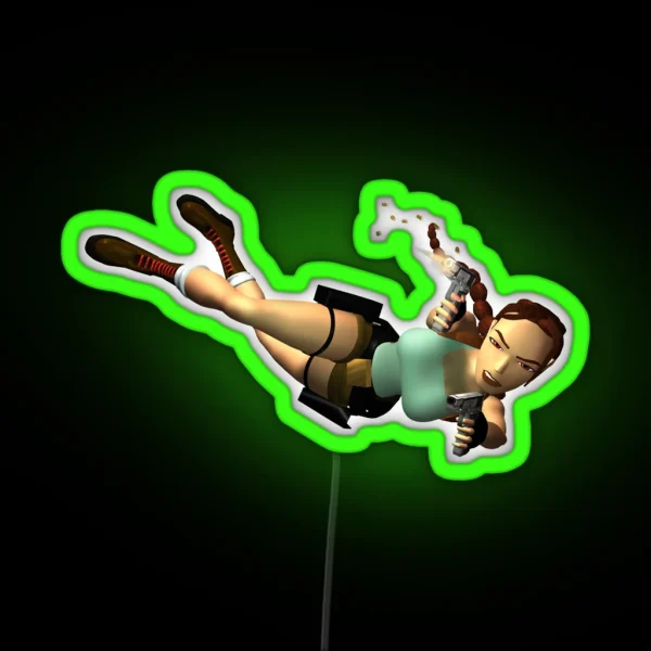LARA CROFT Double Pistols Action RGB Neon Sign