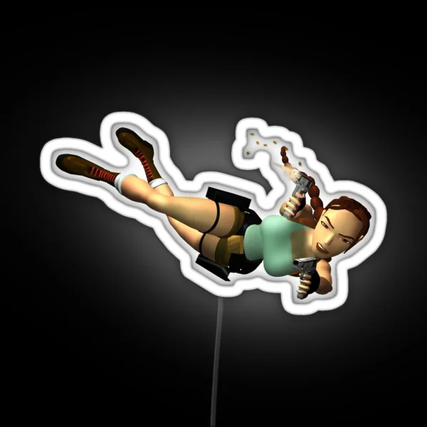 LARA CROFT Double Pistols Action RGB Neon Sign