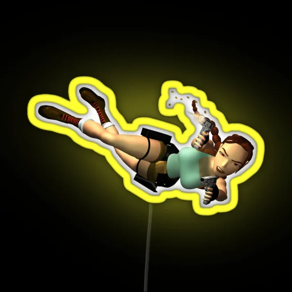 LARA CROFT Double Pistols Action RGB Neon Sign