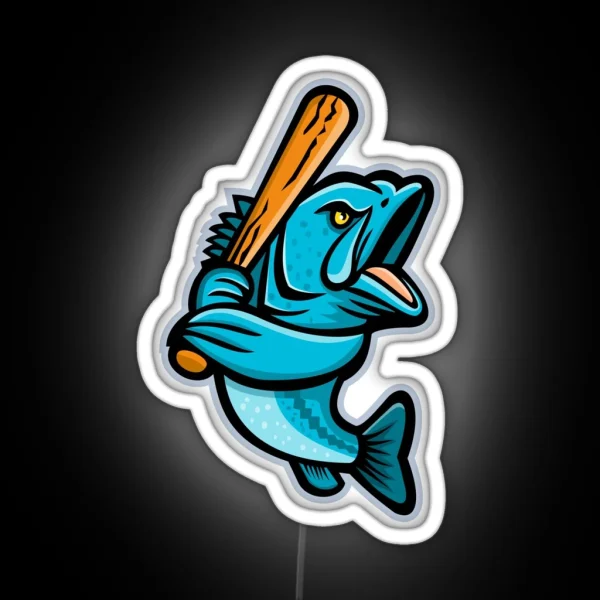 Largemouth Bass Baseball Mascot RGB Neon Sign