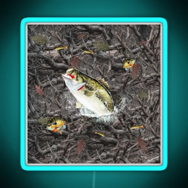 Largemouth Bass Bluegill Camo RGB Neon Sign