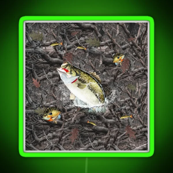 Largemouth Bass Bluegill Camo RGB Neon Sign