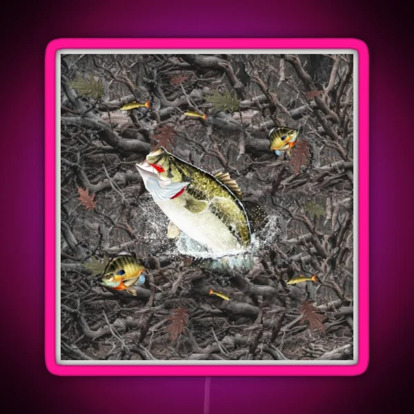 Largemouth Bass Bluegill Camo RGB Neon Sign