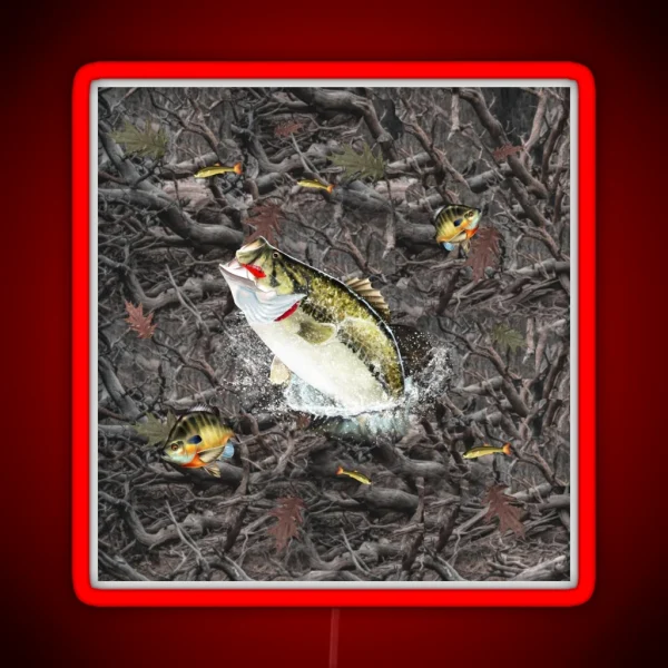 Largemouth Bass Bluegill Camo RGB Neon Sign