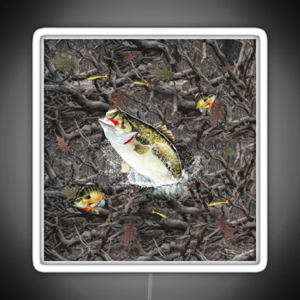 Largemouth Bass Bluegill Camo RGB Neon Sign