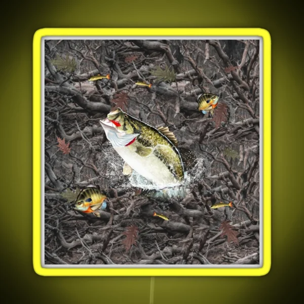 Largemouth Bass Bluegill Camo RGB Neon Sign