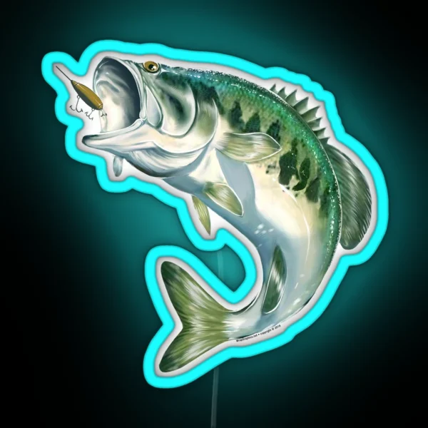 Largemouth Bass Christmas Fish Design 2 RGB Neon Sign