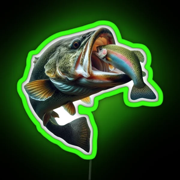 Largemouth Bass Design RGB Neon Sign