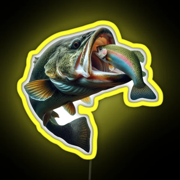 Largemouth Bass Design RGB Neon Sign