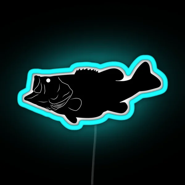 Largemouth Bass Fish Silhouette Black RGB Neon Sign