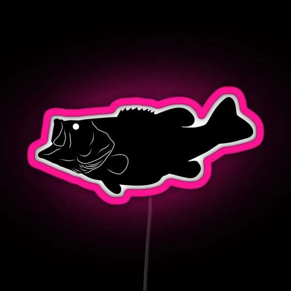 Largemouth Bass Fish Silhouette Black RGB Neon Sign