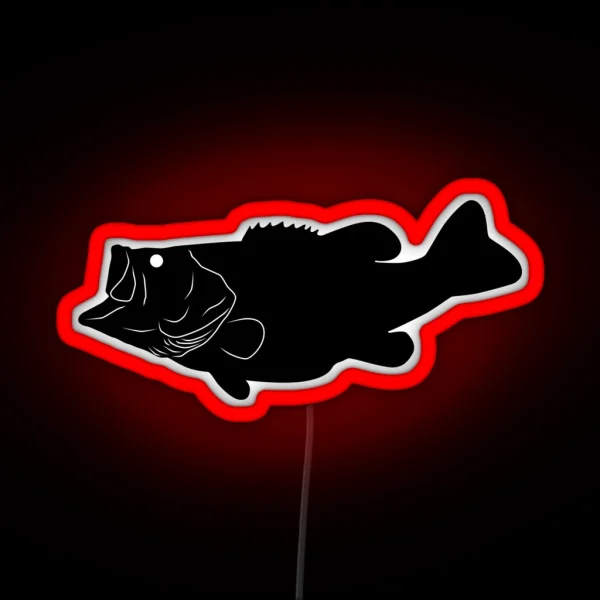 Largemouth Bass Fish Silhouette Black RGB Neon Sign