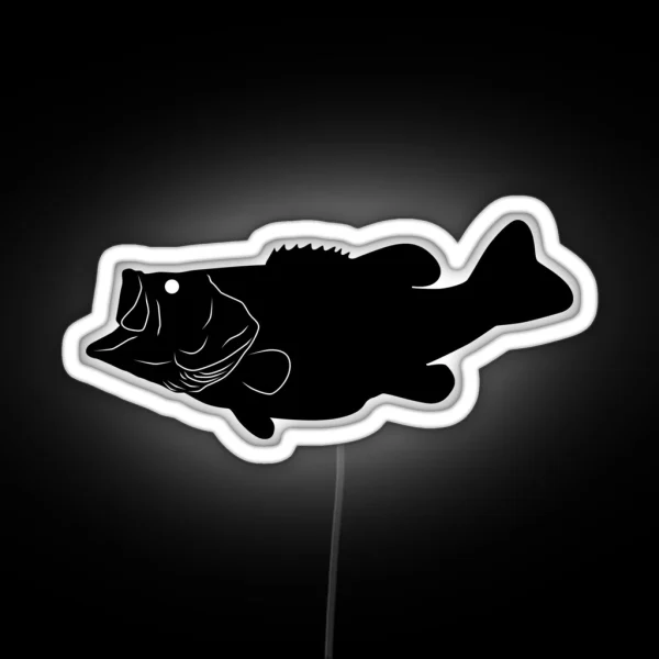 Largemouth Bass Fish Silhouette Black RGB Neon Sign