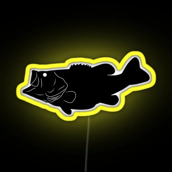 Largemouth Bass Fish Silhouette Black RGB Neon Sign