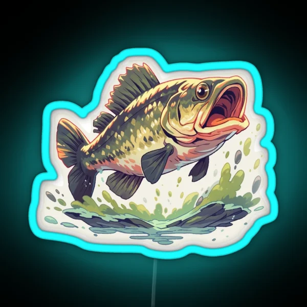 Largemouth Bass Illustration RGB Neon Sign