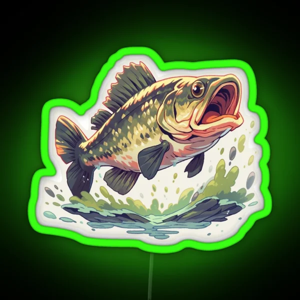 Largemouth Bass Illustration RGB Neon Sign