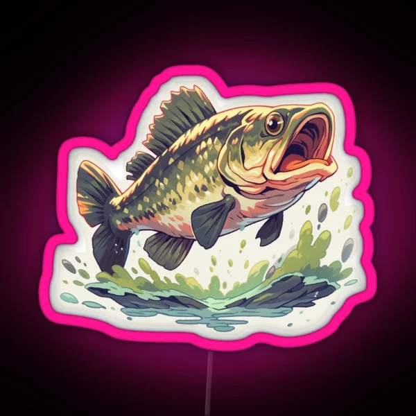 Largemouth Bass Illustration RGB Neon Sign