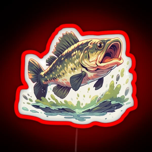 Largemouth Bass Illustration RGB Neon Sign