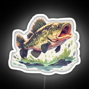 Largemouth Bass Illustration RGB Neon Sign