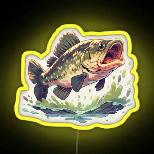 Largemouth Bass Illustration RGB Neon Sign