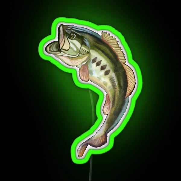 Largemouth Bass Jumping RGB Neon Sign