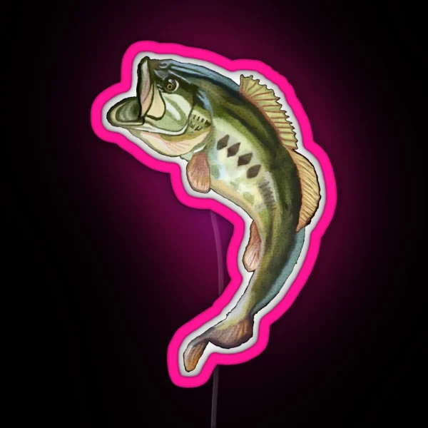 Largemouth Bass Jumping RGB Neon Sign