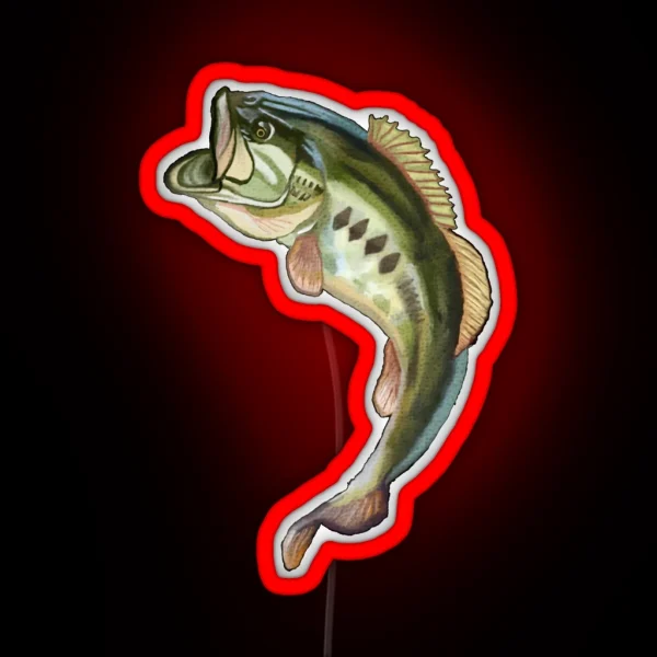 Largemouth Bass Jumping RGB Neon Sign