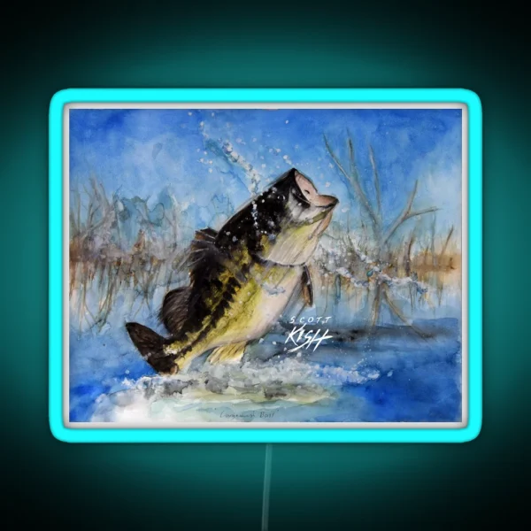 Largemouth Bass Painting RGB Neon Sign