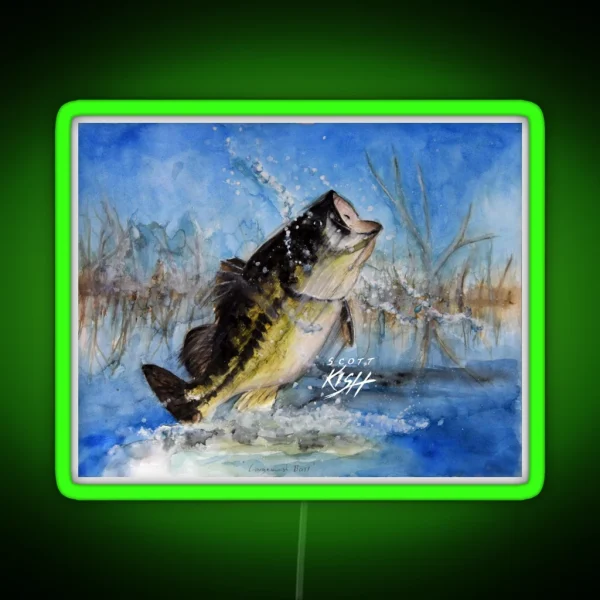 Largemouth Bass Painting RGB Neon Sign