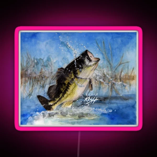 Largemouth Bass Painting RGB Neon Sign
