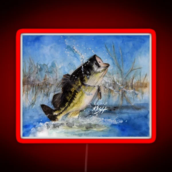 Largemouth Bass Painting RGB Neon Sign