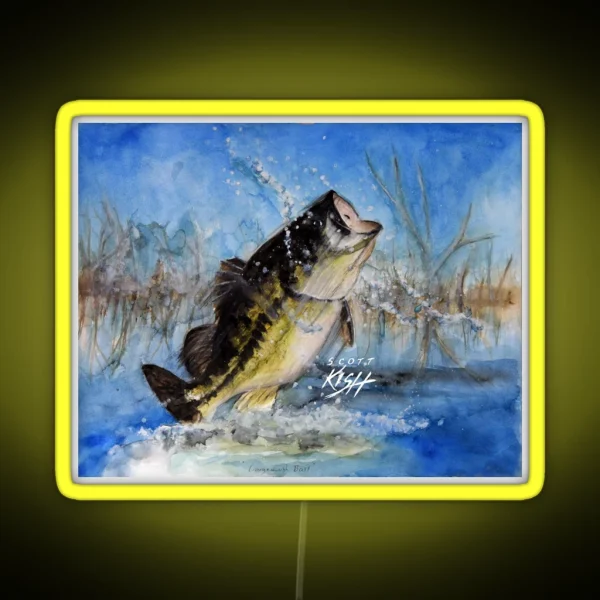 Largemouth Bass Painting RGB Neon Sign