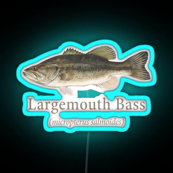 Largemouth Bass Portrait With Scientific Name RGB Neon Sign