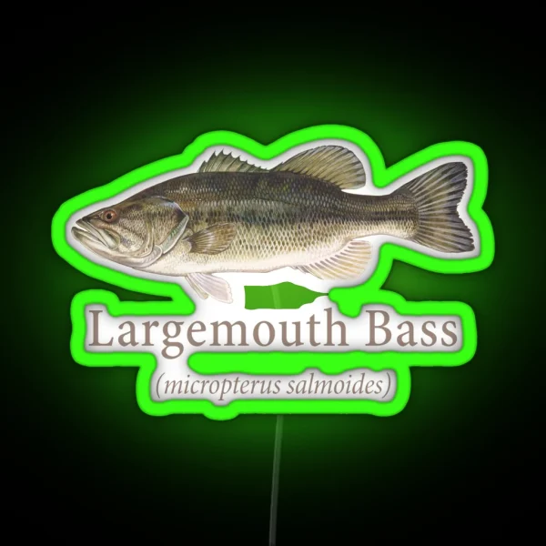 Largemouth Bass Portrait With Scientific Name RGB Neon Sign