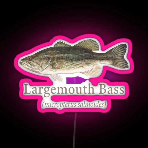 Largemouth Bass Portrait With Scientific Name RGB Neon Sign