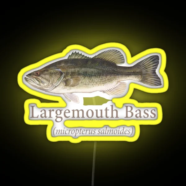 Largemouth Bass Portrait With Scientific Name RGB Neon Sign