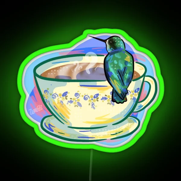 Latte Hummingbird RGB Neon Sign