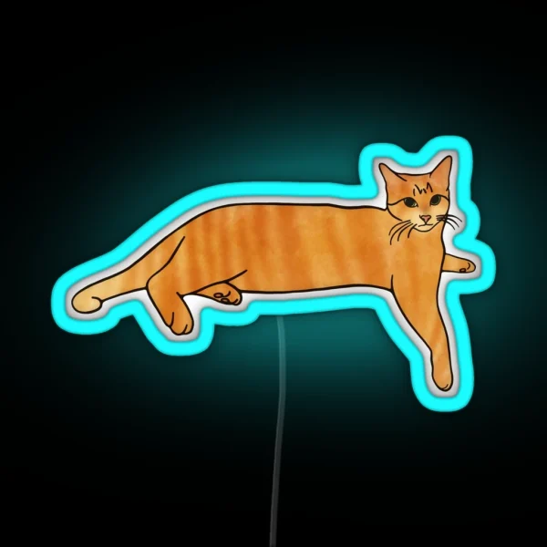 Laying Orange Tabby Cat RGB Neon Sign